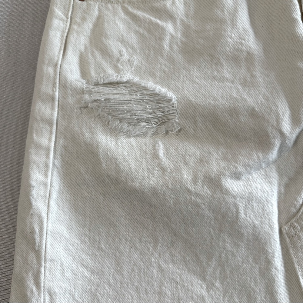 Levi's Denim High Rise Deconstructed Button Fly White Jean Skirt Raw Hem Sz 25 - Picture 2 of 13